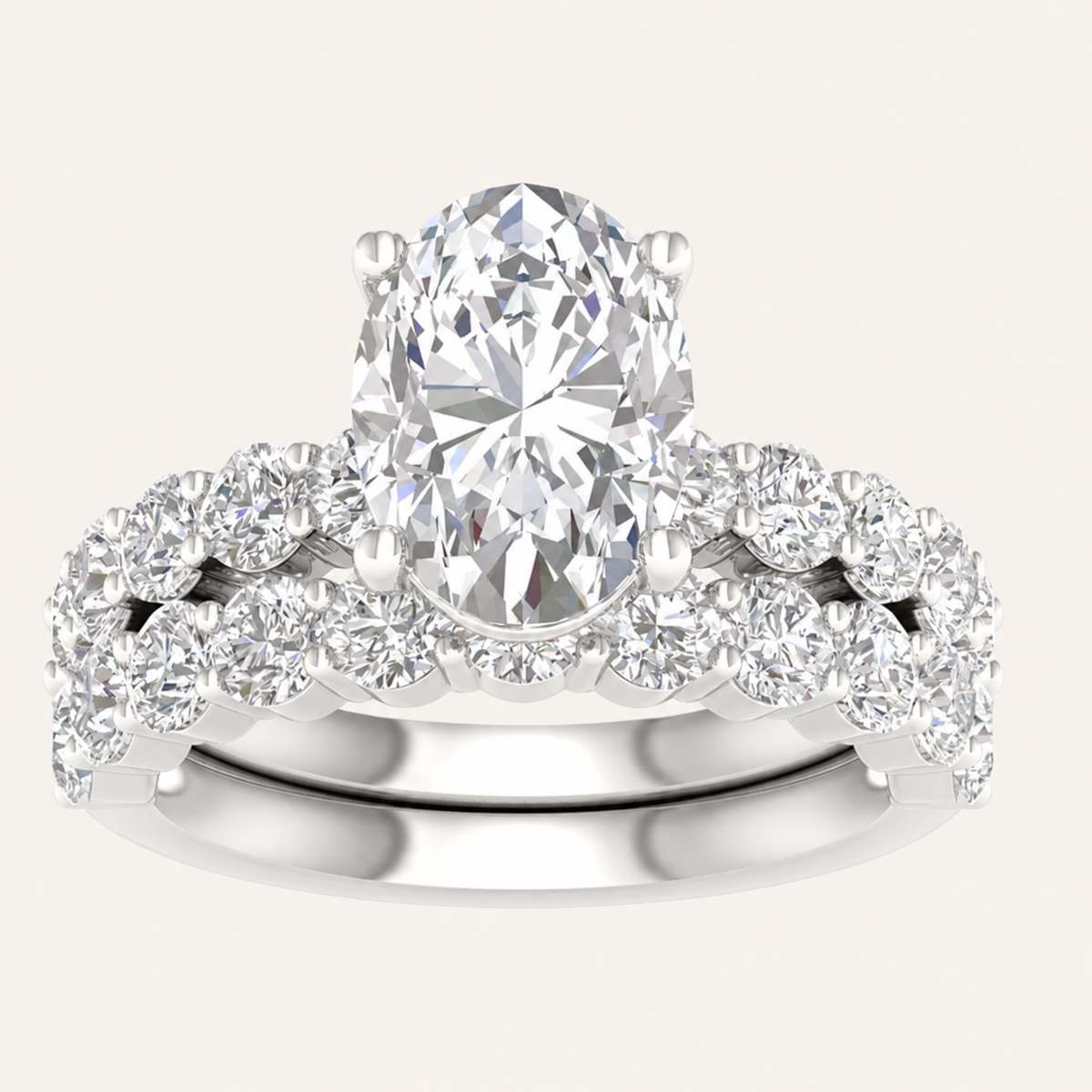 5.00CT Oval Cut Lab Grown Diamond Bridal Set