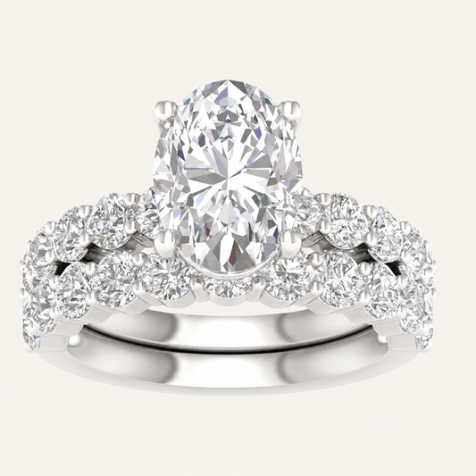 5.00CT Oval Cut Lab Grown Diamond Bridal Set
