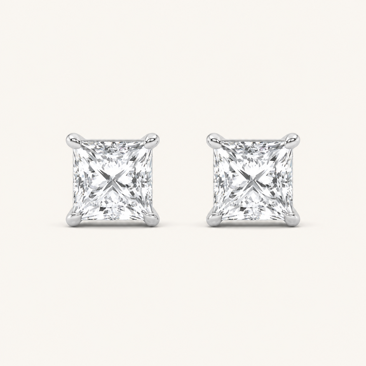 6CT Princess Cut Lab Grown Diamond Classic Basket Set Stud Earrings