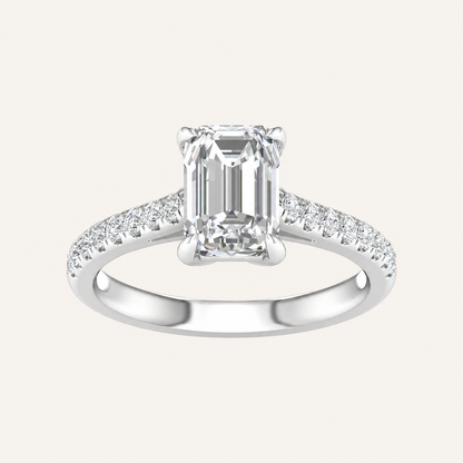 2.25CT Emerald Cut Lab Grown Diamond Side Stone Ring
