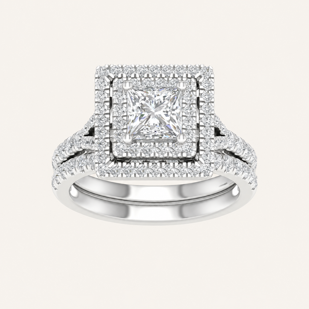 2.25CT Princess Cut Lab Grown Diamond Cluster Ring