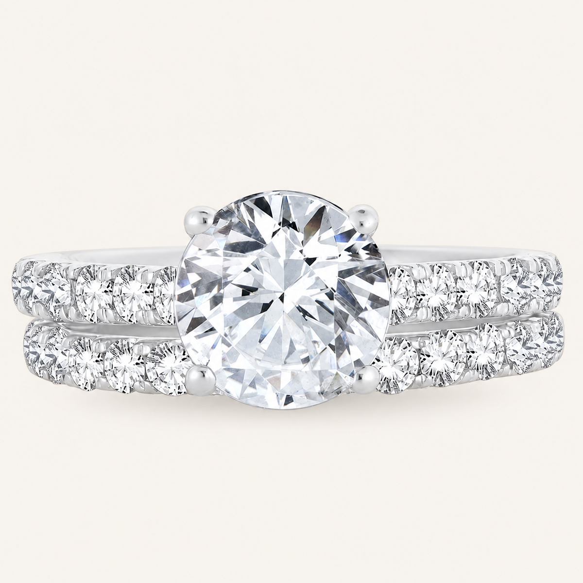 3.00CT Round Cut Lab Grown Diamond Bridal Set