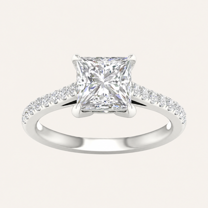 2.25CT Princess Cut Lab Grown Diamond Side Stone Ring