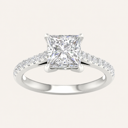2.25CT Princess Cut Lab Grown Diamond Side Stone Ring
