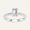 1.16CT Emerald Cut Lab Grown Diamond Halo Side Stone Ring