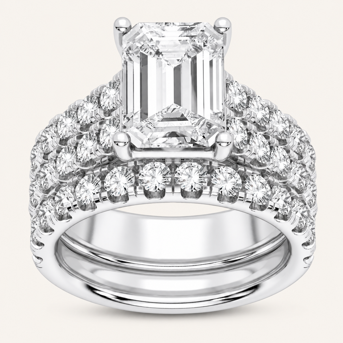 5.00CT Emerald Cut Lab Grown Diamond Bridal Set