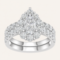 3.00CT Pear Cut Lab Grown Diamond Bridal Set