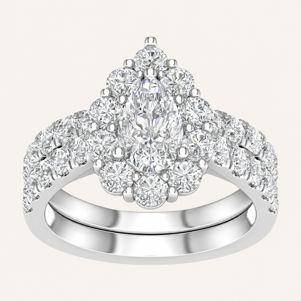 3.00CT Pear Cut Lab Grown Diamond Bridal Set