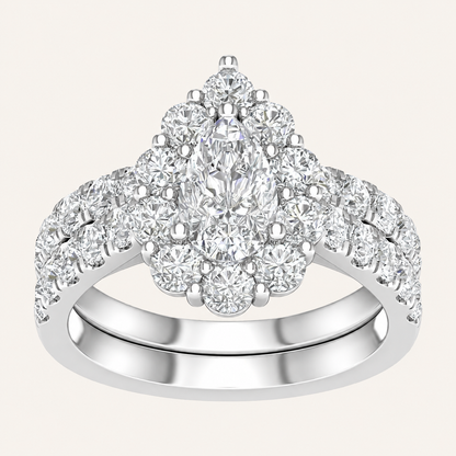 3.00CT Pear Cut Lab Grown Diamond Bridal Set