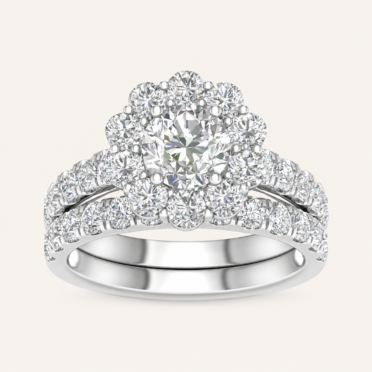 3.00CT Round Cut Lab Grown Diamond Bridal Ring Set
