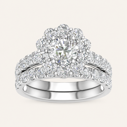 3.00CT Round Cut Lab Grown Diamond Bridal Ring Set