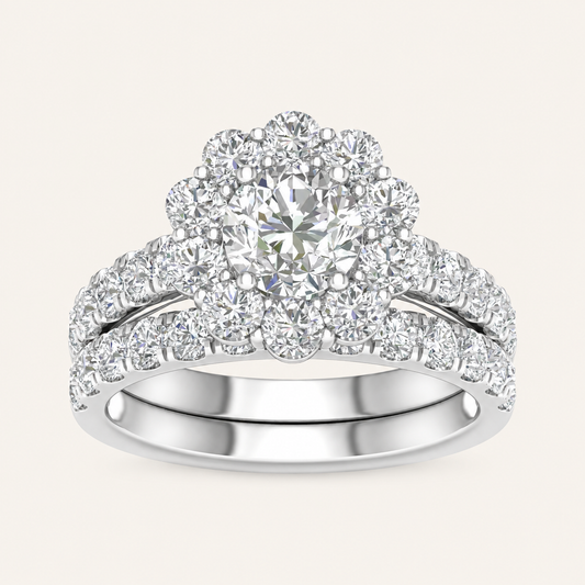 3.00CT Round Cut Lab Grown Diamond Bridal Ring Set