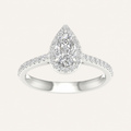 1.25CT Pear Cut Lab Grown Diamond Halo Side Stone Ring