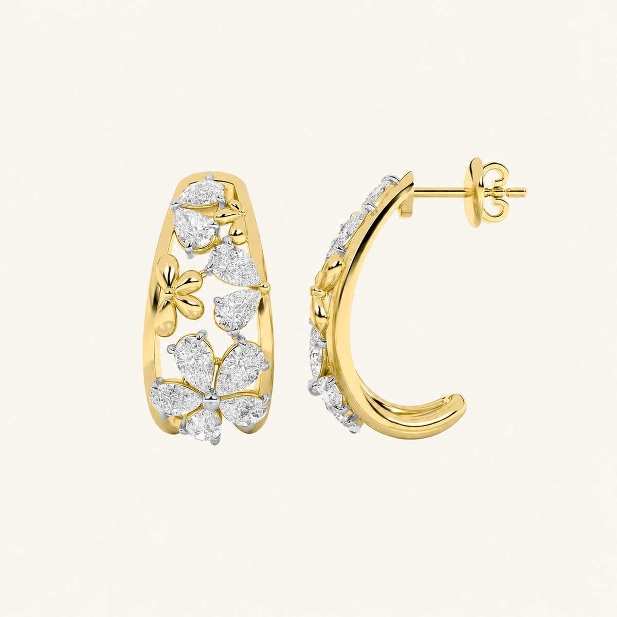 4.5CT Pear Cut Lab Grown Diamond Fancy Flower Earrings