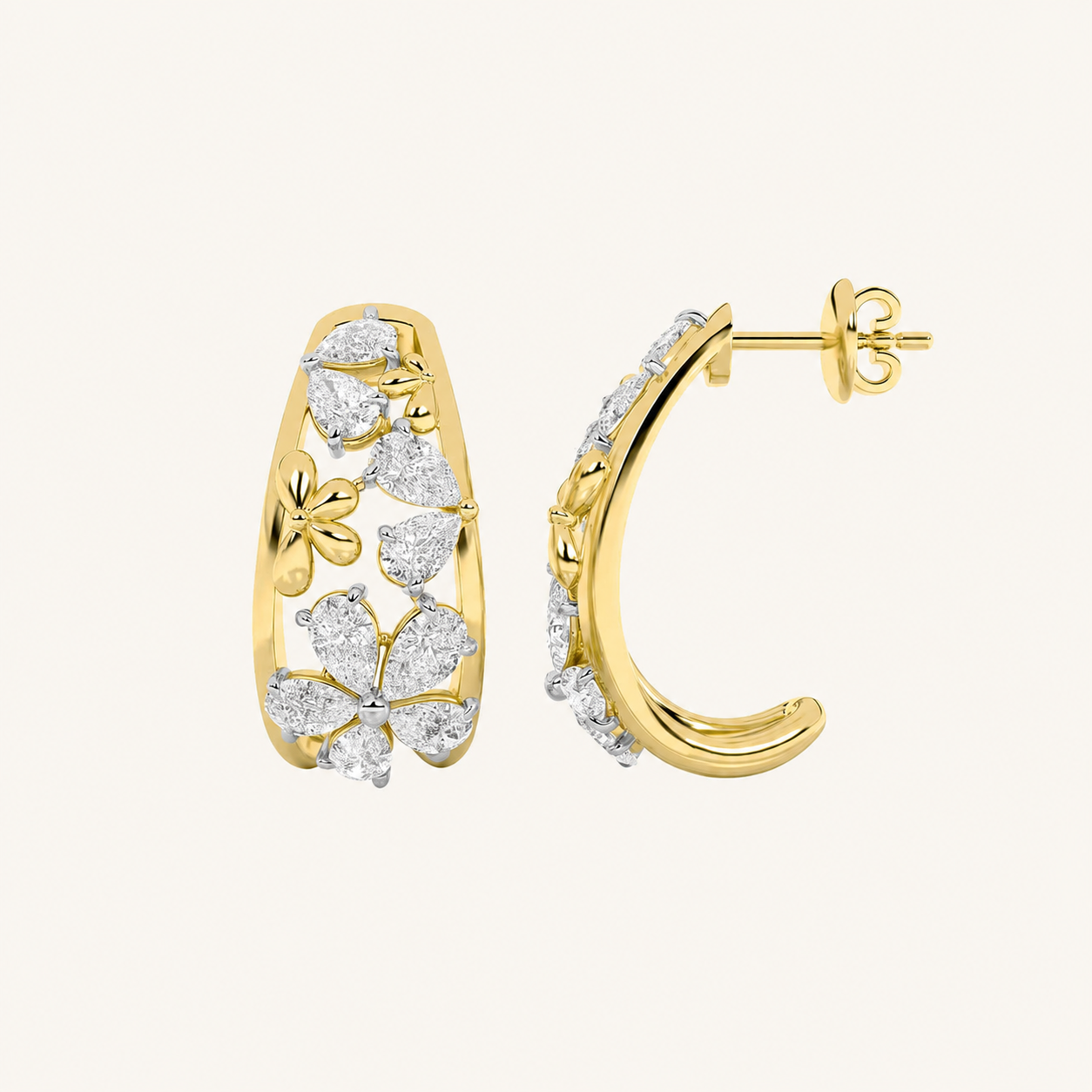 4.5CT Pear Cut Lab Grown Diamond Fancy Flower Earrings