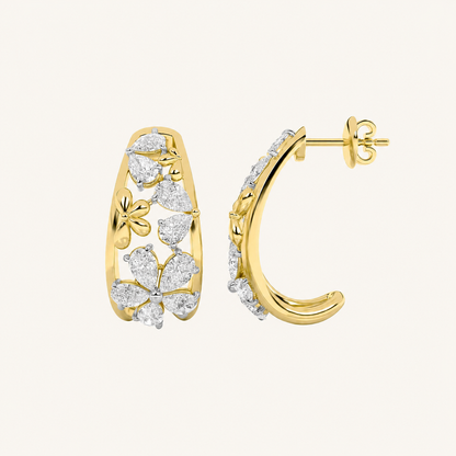 4.5CT Pear Cut Lab Grown Diamond Fancy Flower Earrings