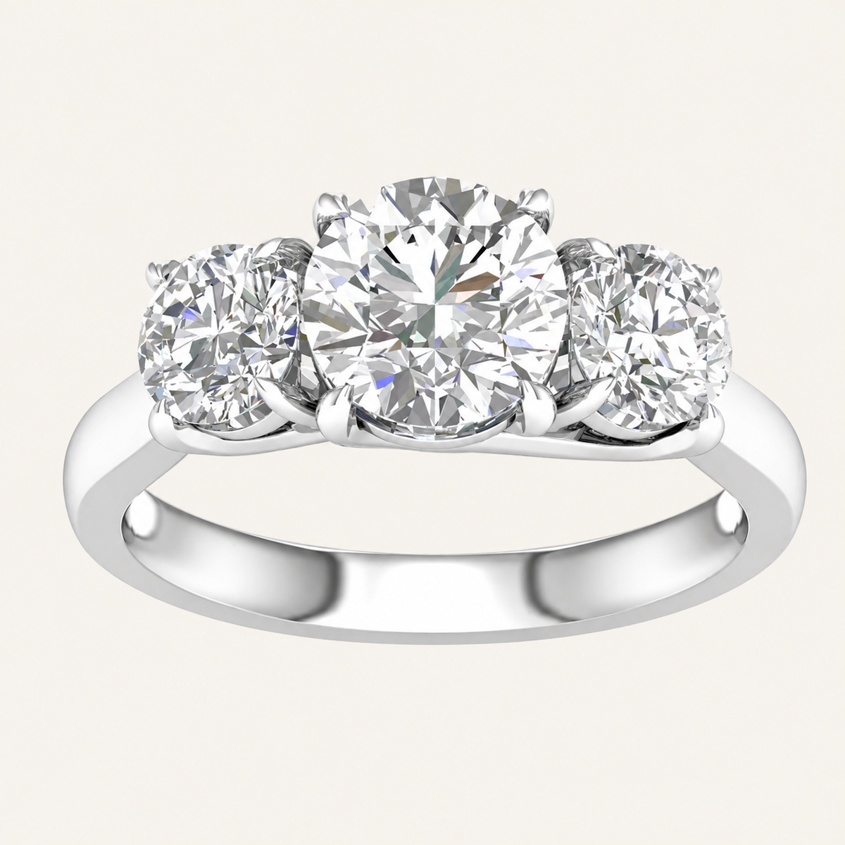 3.00CT Round Lab Grown Diamond Three Stone Ring