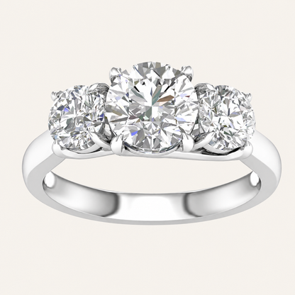 3.00CT Round Lab Grown Diamond Three Stone Ring