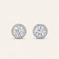 1CT Round Cut Lab Grown Diamond Halo Stud Earrings