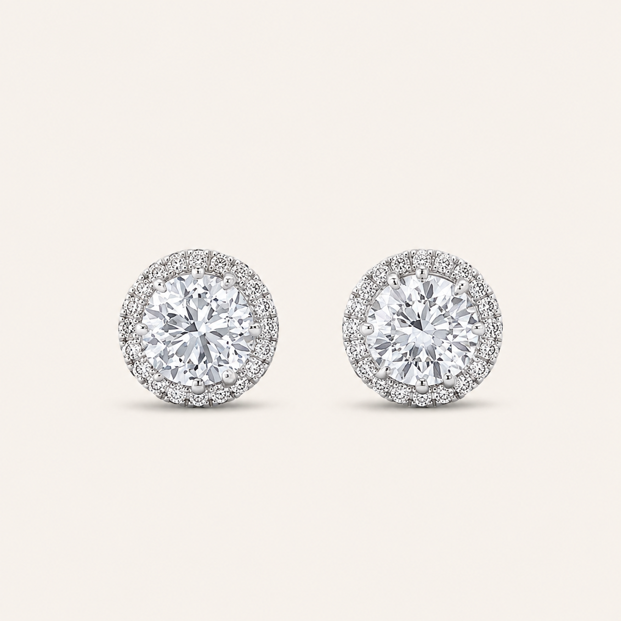 1CT Round Cut Lab Grown Diamond Halo Stud Earrings