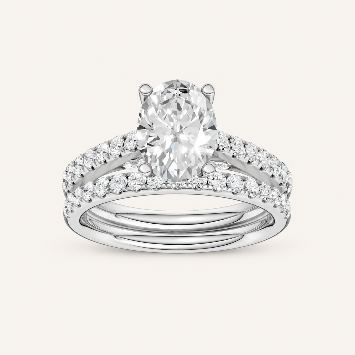 2.33CT Oval Cut Lab Grown Diamond Bridal Set