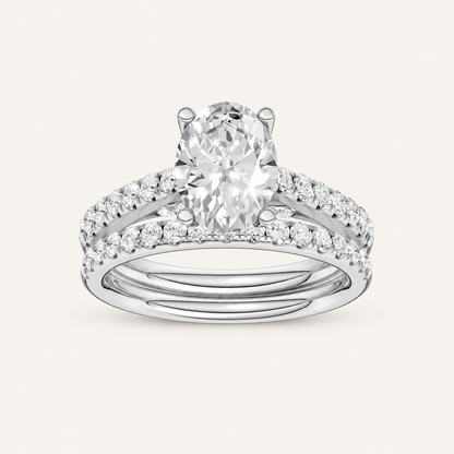 2.33CT Oval Cut Lab Grown Diamond Bridal Set