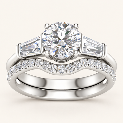 2.15 CT Round Cut Lab Grown Diamond Bridal Set