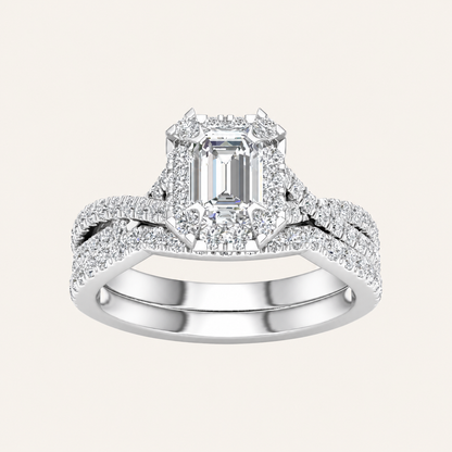 1.75CT Emerald Cut Lab Grown Diamond Bridal Set
