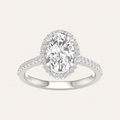 2.25CT Oval Cut Lab Grown Diamond Halo Side Stone Ring