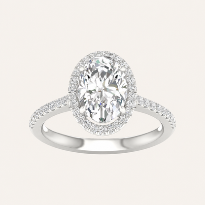 2.25CT Oval Cut Lab Grown Diamond Halo Side Stone Ring