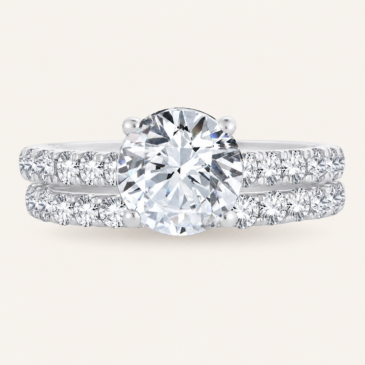 2.00CT Round Cut Lab Grown Diamond Bridal Ring Set