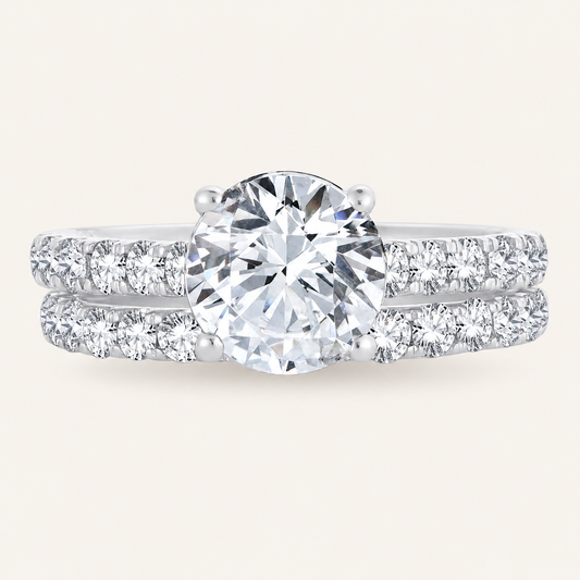 2.00CT Round Cut Lab Grown Diamond Bridal Ring Set