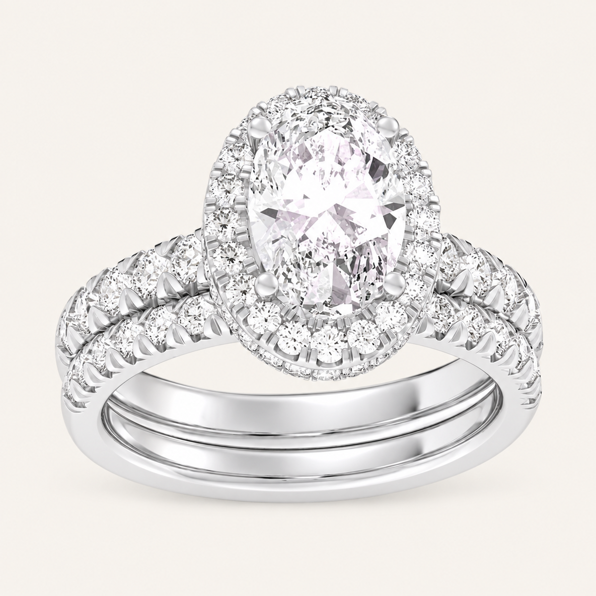 3.00CT Oval Cut Lab Grown Diamond Bridal Set