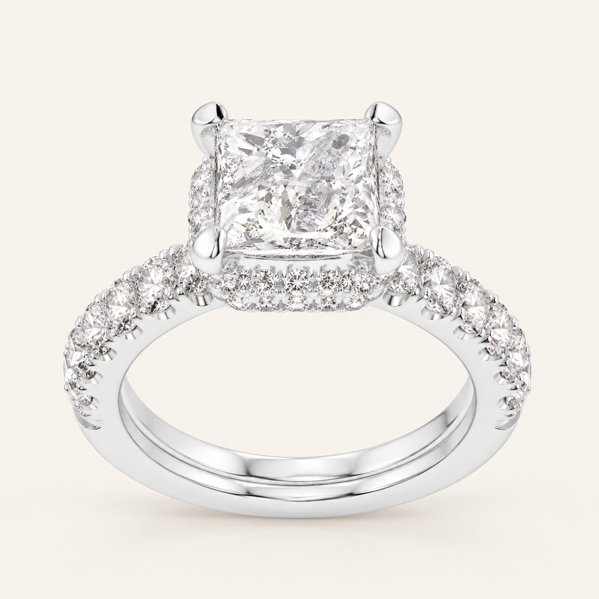2.41CT Princess Cut Lab Grown Diamond Bridal Set