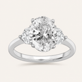 3.94CT Oval Cut Lab Grown Diamond Three Stone Ring