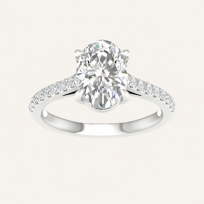 2.25CT Oval Cut Lab Grown Diamond Side Stone Ring