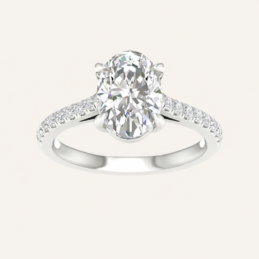 2.25CT Oval Cut Lab Grown Diamond Side Stone Ring