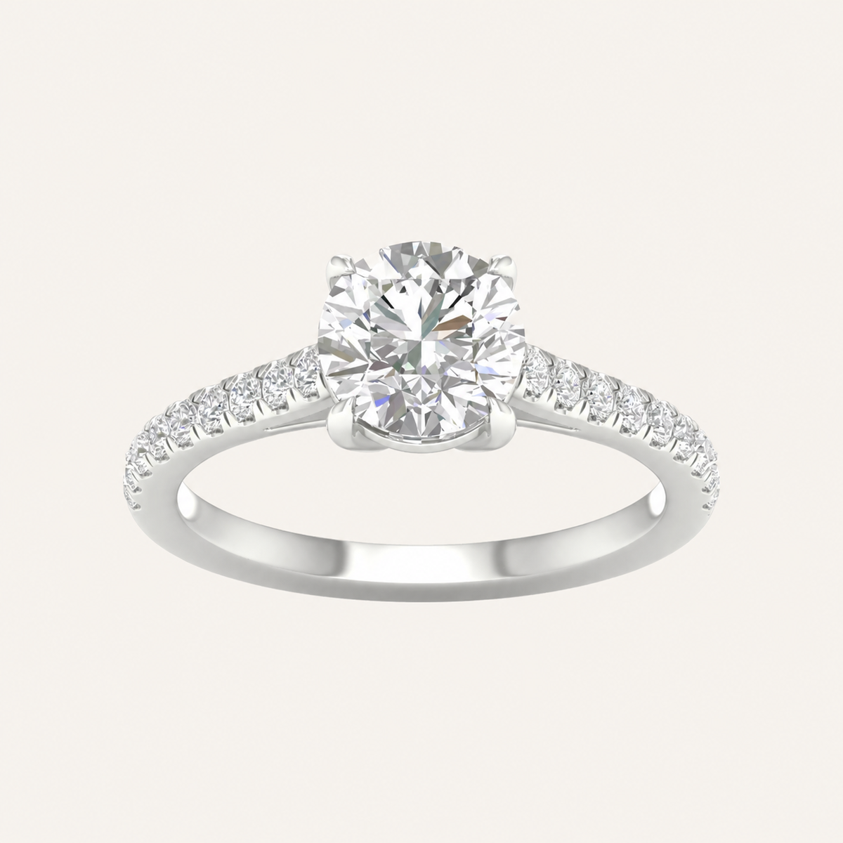1.75CT Round Cut Lab Grown Diamond Side Stone Ring
