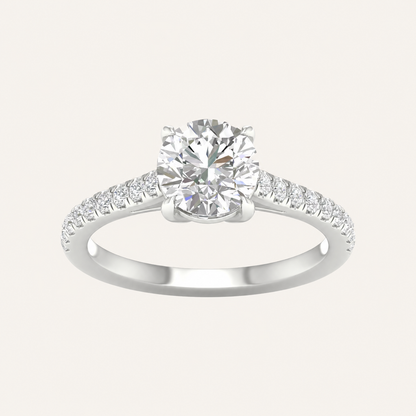 1.75CT Round Cut Lab Grown Diamond Side Stone Ring