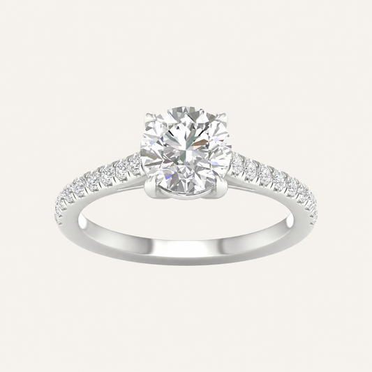1.75CT Round Cut Lab Grown Diamond Side Stone Ring