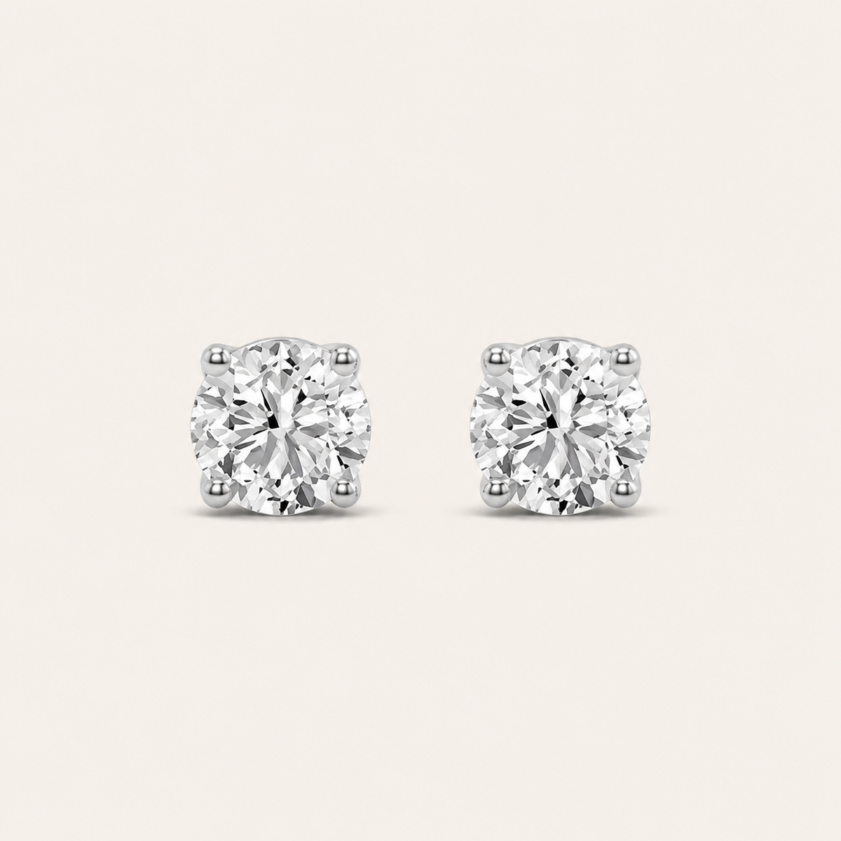 2CT Round Cut Lab Grown Diamond Classic Basket Set Stud Earrings