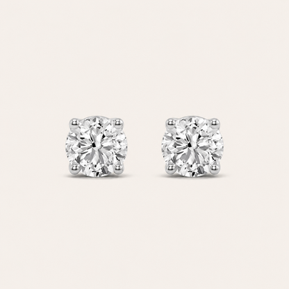 2CT Round Cut Lab Grown Diamond Classic Basket Set Stud Earrings