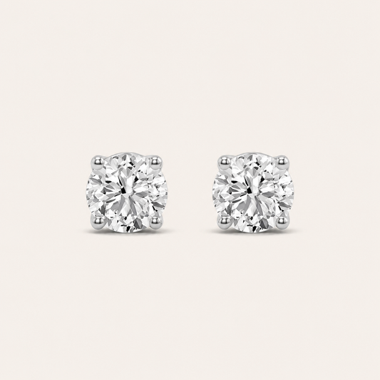 2CT Round Cut Lab Grown Diamond Classic Basket Set Stud Earrings