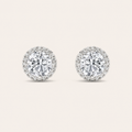 2CT Round Cut Lab Grown Diamond Halo Stud Earrings