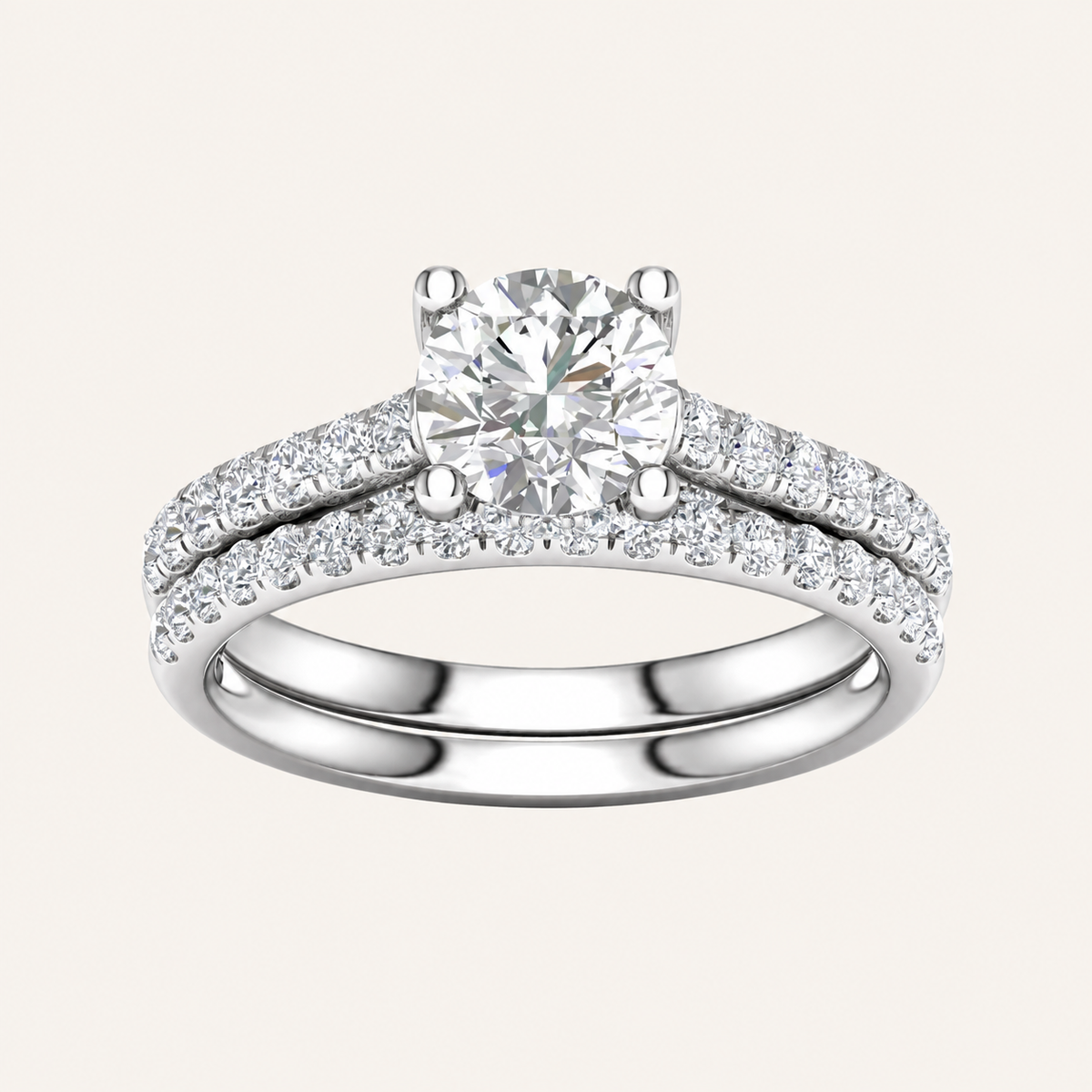1.75CT Round Cut Lab Grown Diamond Bridal Ring Set