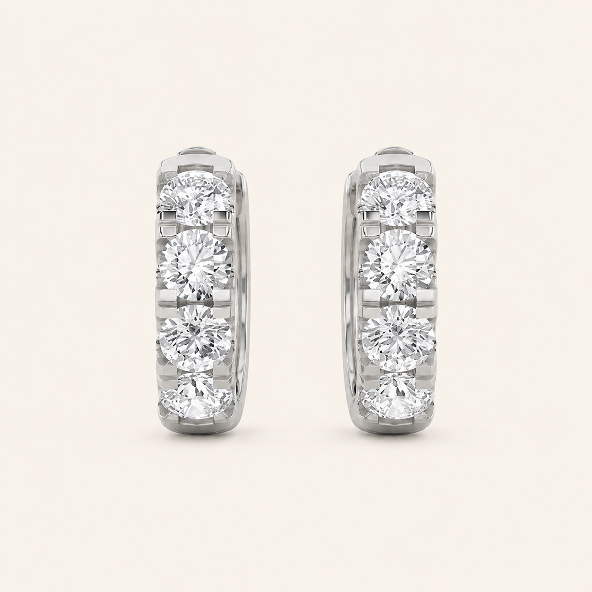 3CT Round Cut Lab Grown Diamond Hoop Earrings
