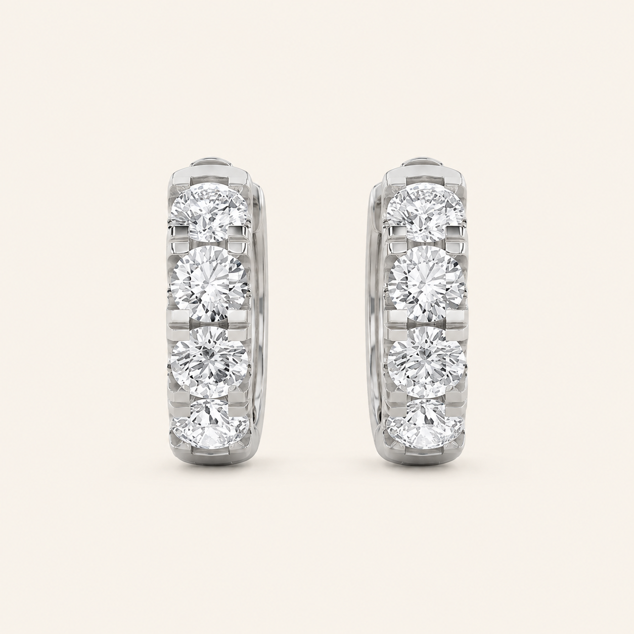 3CT Round Cut Lab Grown Diamond Hoop Earrings