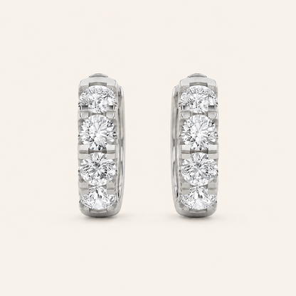 3CT Round Cut Lab Grown Diamond Hoop Earrings