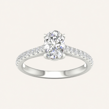 1.75CT Oval Cut Lab Grown Diamond Side Stone Ring