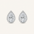 2CT Pear Cut Lab Grown Diamond Halo Stud Earrings